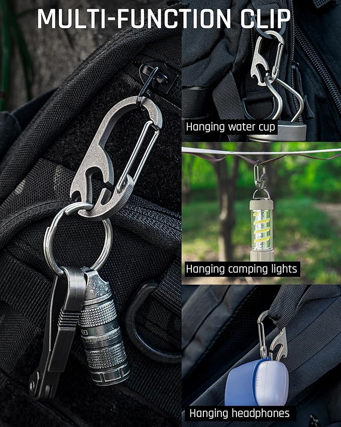 TISUR Titanium Carabiner Keychain Clip, Anti-Lost Key Ring Holder, Self-Locking - Image 6