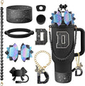 9PCS Black for Stanley Cup Accessories Set Bling Initials Bow Charms for by Unknown