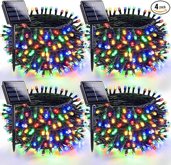 OZS 4 Pack 320LED Solar Christmas String Lights Outdoor, Waterproof 8 Modes by OZS