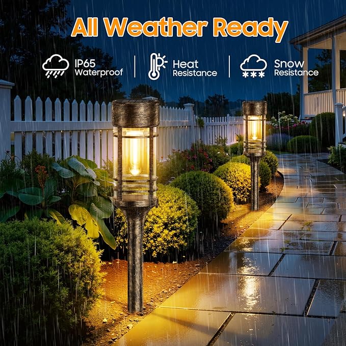 LETMY 12 Pack Brown Solar Pathway Lights Outdoor, Bright Solar Lights Outdoor - Image 4