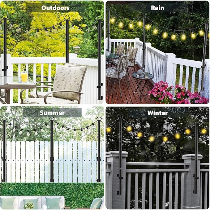NUERPO 4 Pack String Light Poles, 5Ft Metal Poles - Image 2