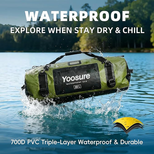 80L Waterproof Duffel Bag Motorcycle Dry Bag Backpack, Waterproof Zippered Bags - Image 2