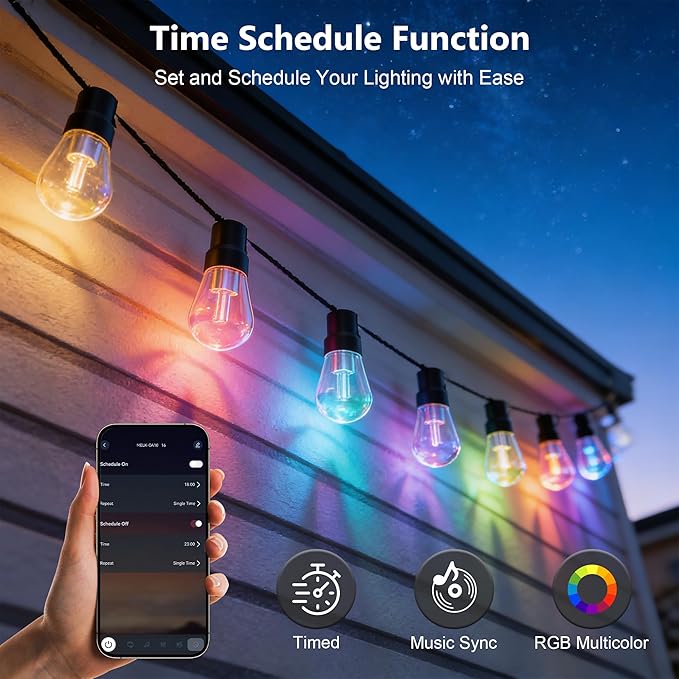 Beizelte Outdoor String Lights, 150FT RGB+IC Outside Light Dimmable - Image 7