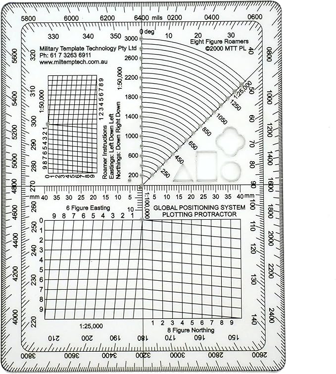 GPS Map Plotting Protractor — Military Map Marking | Coordinate Scale | Degrees - Image 2