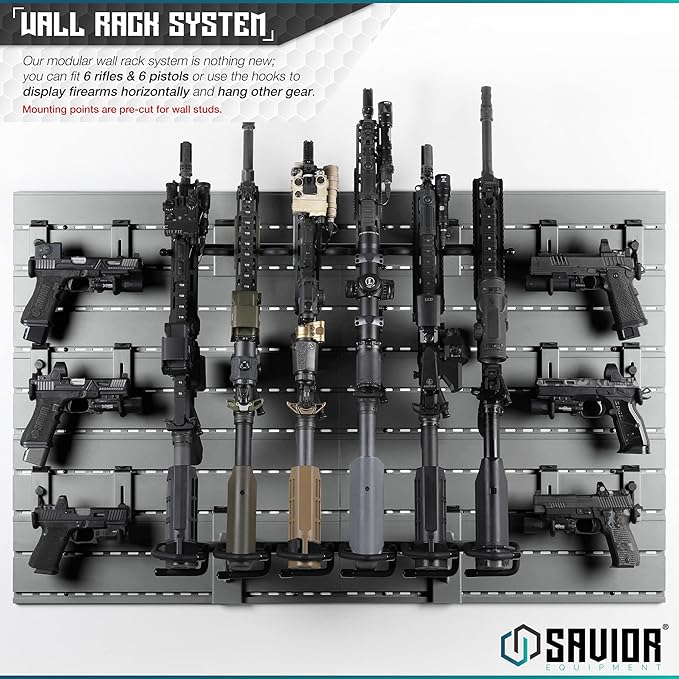 Savior Equipment Wall Rack System Heavy-Duty Steel Tactical Rifle Carbine - Image 2