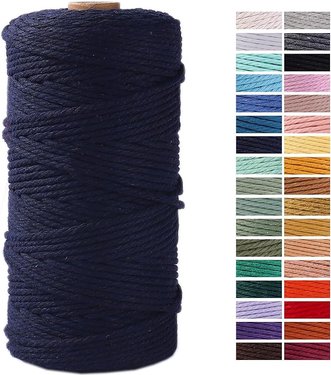 Dark Blue Cotton Macrame Cord, 3mm x 109Yards, Crafts & Decorative Projects by AestheticDesignforYou