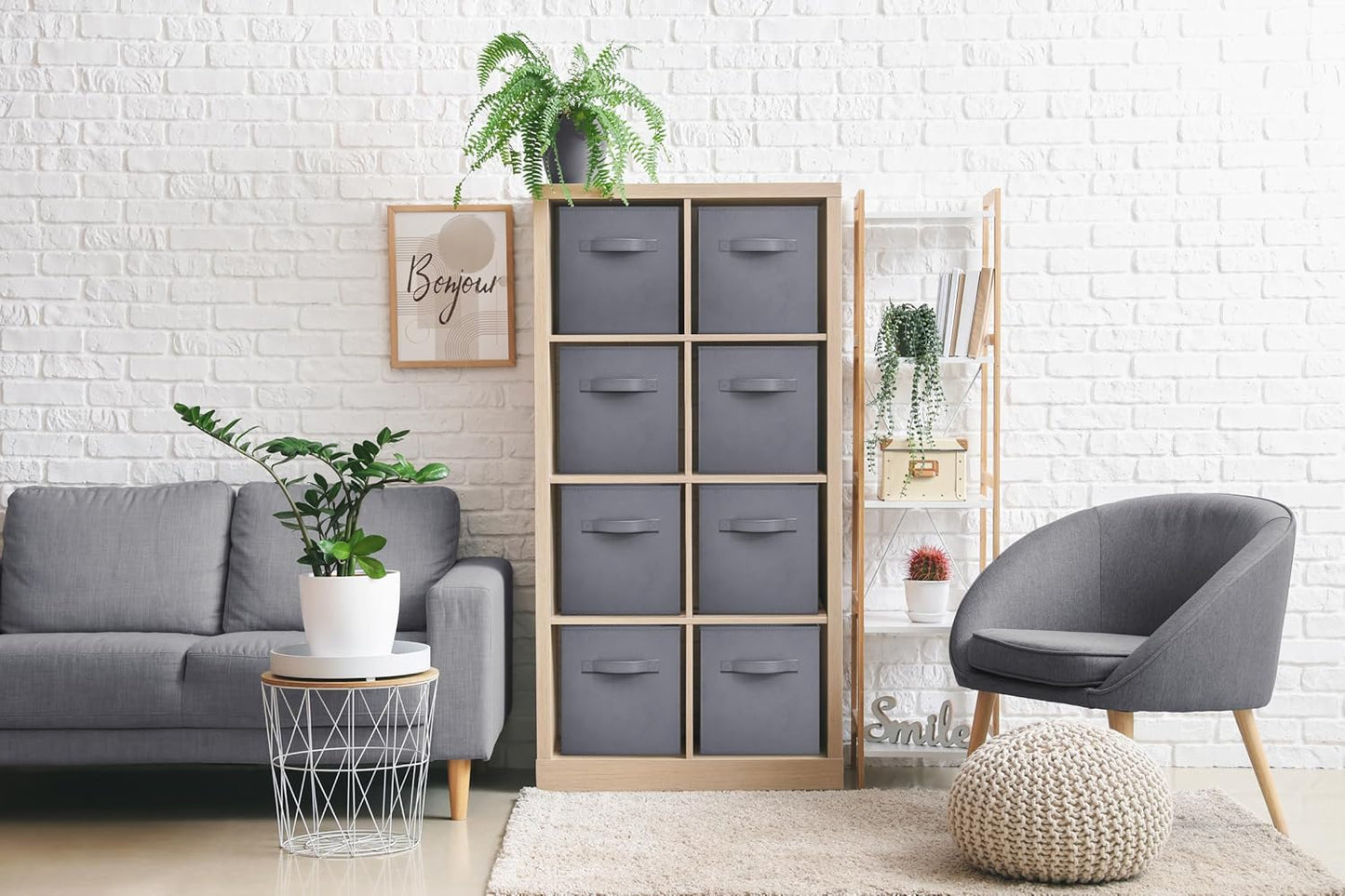 Sorbus Fabric Storage Cubes - 8 Foldable Storage Bins for Organizing Pantry, Cubbies, Toy Box - Clothes Storage & Closet Organizer - 11 Inch Collapsible Cube Baskets for Shelves with Handle