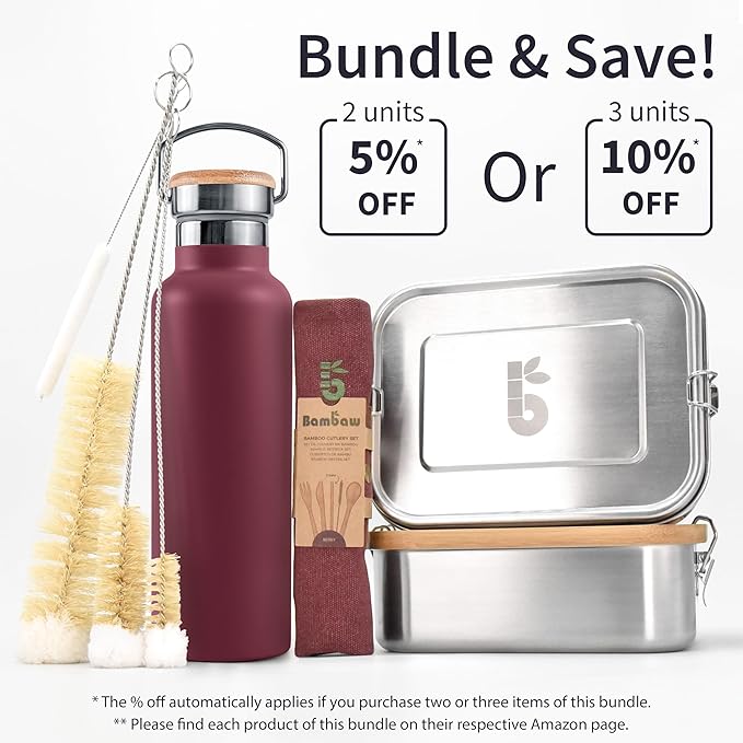 Bambaw 32 oz Water Bottle Insulated, Stainless Steel Water Bottle 32 oz - Image 8