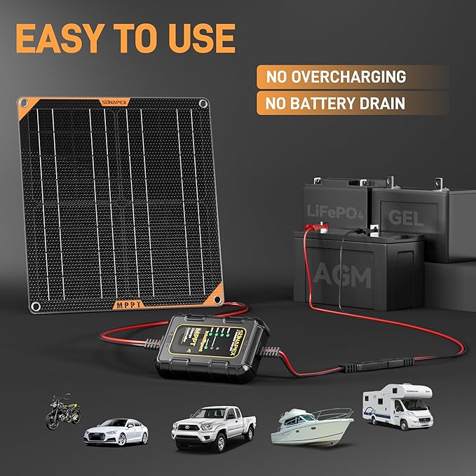 SUNAPEX 12V 20 Watt Solar Trickle Charger Maintainer - Image 7