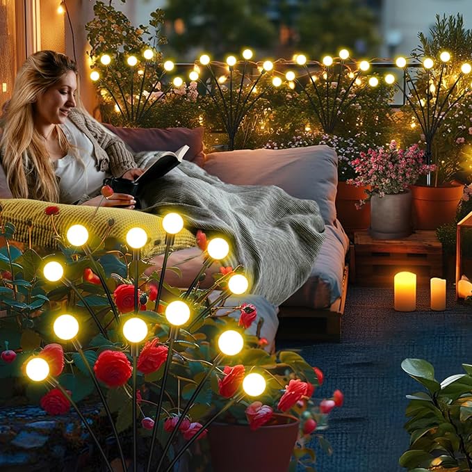 ZFNN Solar Lights Outdoor Garden – 6 Pack 36 LEDs Solar Firefly Lights - Image 2