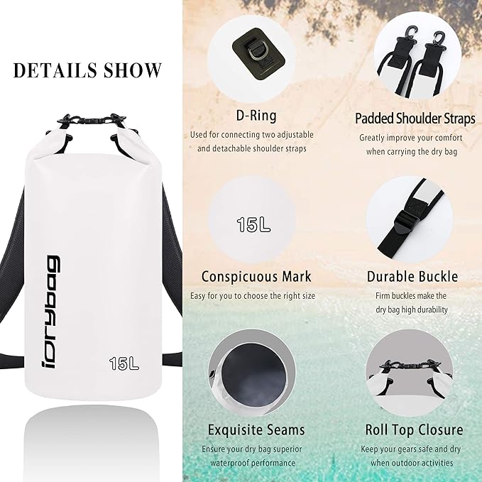 IDRYBAG Dry Bag for Kayaking Waterproof 2L/5L/10L/15L/20L, Small Dry Sack - Image 2