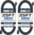 Iron Forge Cable 2 Pack 25 Ft Black Extension Cord, 25 Foot Extension Cord by IronForgeCable