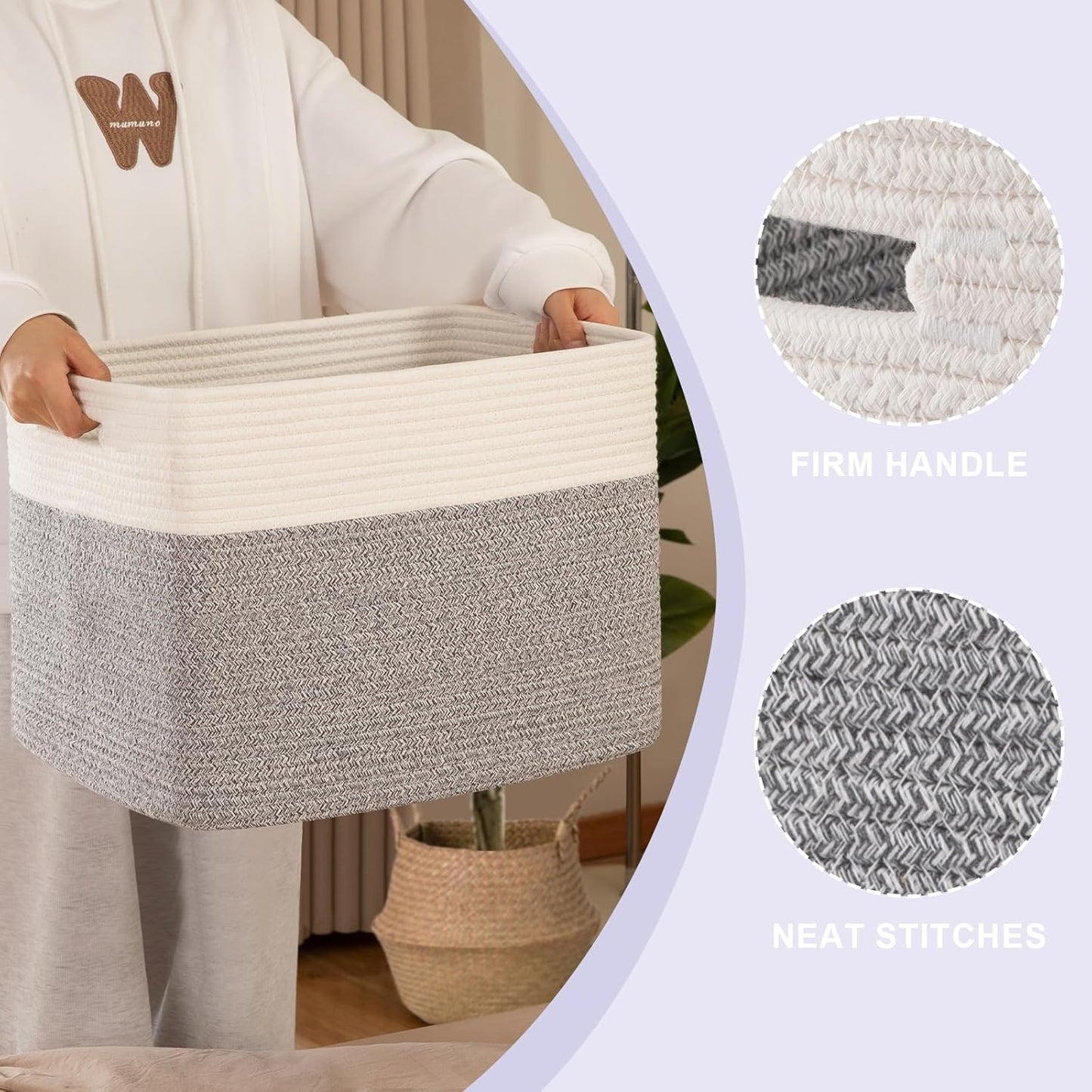 OIAHOMY Storage baskets for Shelf, Toy Storage Basket, Collapsible Storage Bins, Blanket Basket Living Room, Closet Storage for Bedroom, 16.5 x 13 x 12 Inches-Pack of 2-Brown