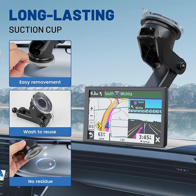 EWAY for Garmin GPS Mount w/Telescopic Extension Arm, Replacement Dash Ball - Image 7