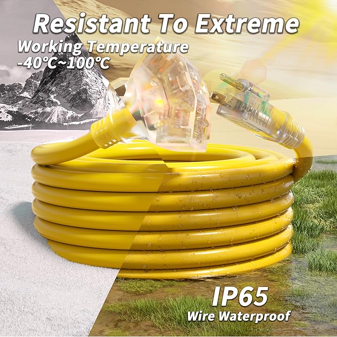 PlugSaf 100 FT 12/3 Gauge Outdoor Extension Cord - Image 5