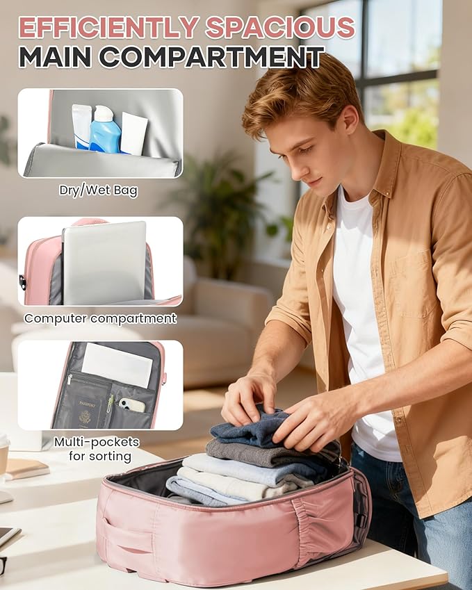 WONHOX Large Travel Backpack Carry on Flight Approved Laptop Work Business - Image 7