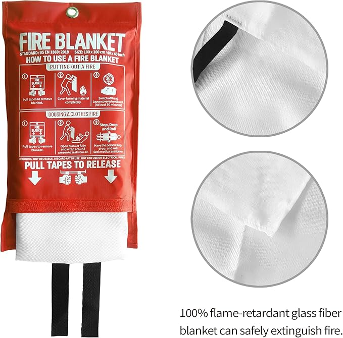 Fire Blanket for Kitchen and Home, Fiberglass Emergency Fire Blanket, 4 Pack - Image 6