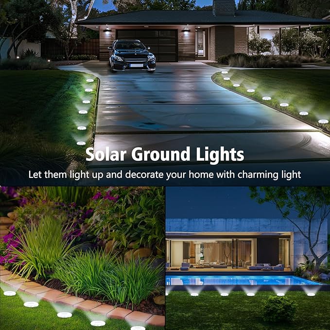 echosari Solar Ground Lights 12 Pack, Upgraded Solar Garden Lights Auto ON/Off - Image 3