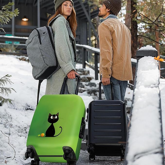 ANNA QUEEN Cute Black Cat Luggage Cover, Minimal Cartoon Suitcase Cover - Image 7