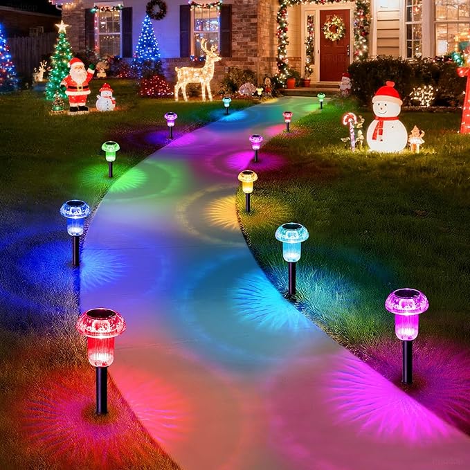 Priddop Solar Lights Outdoor Pathway Waterproof 16 Pack Color Changing LED - Image 9
