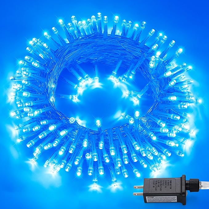 JMEXSUSS 150 LED Blue Christmas Lights Indoor Outdoor, Connectable 59 ft String by JMEXSUSS