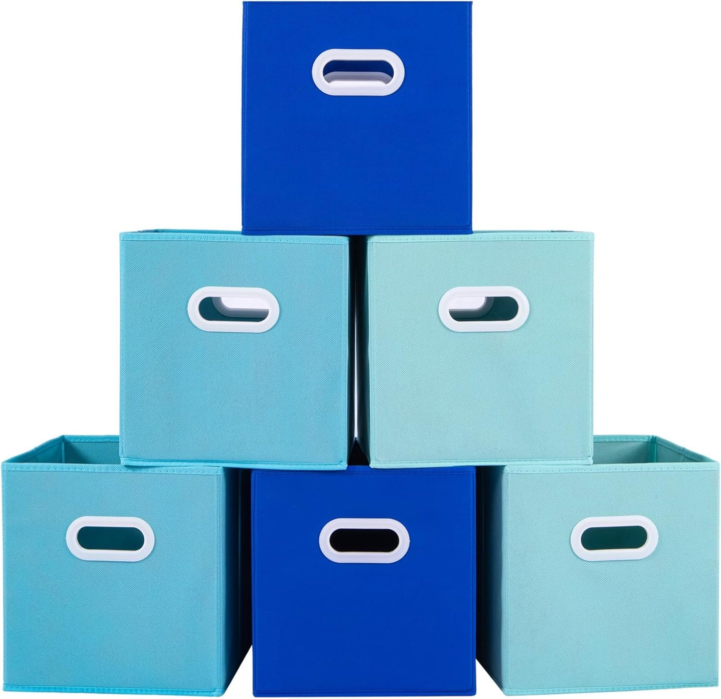 Stero Fabric Storage Cubes Bins, 13 inch Fun Colored Foldable Storage Baskets with Dual Plastic Handle for Home, Kids Room, Closet and Toys Organization, Multi Colored, Set of 6