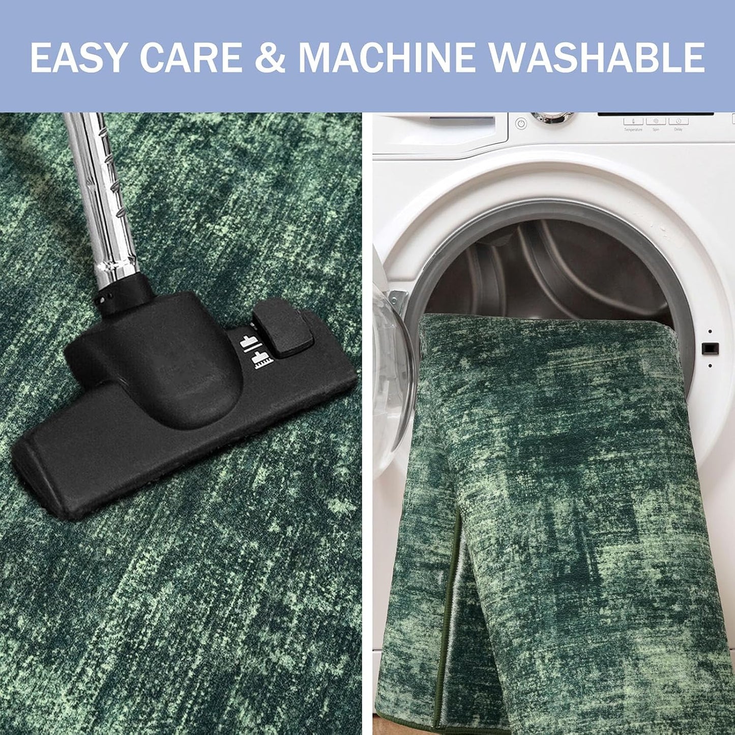IOHOUZE Abstract Runner Rug 3x18 Ft Washable Runners for Hallways, Non Slip Kitchen Runner Printed Faux Wool Entryway Runner Indoor, Modern Abstract Floor Carpet for Hall Stair, Dark Green