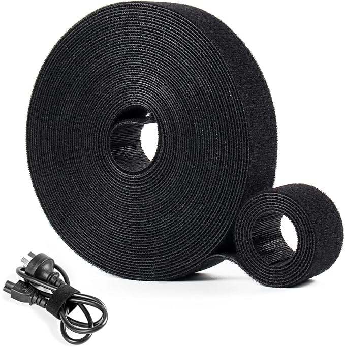 OneLeaf Hook and Loop Roll Reusable Fastening Cable Ties, 33ft x 1inch Black by OneLeaf