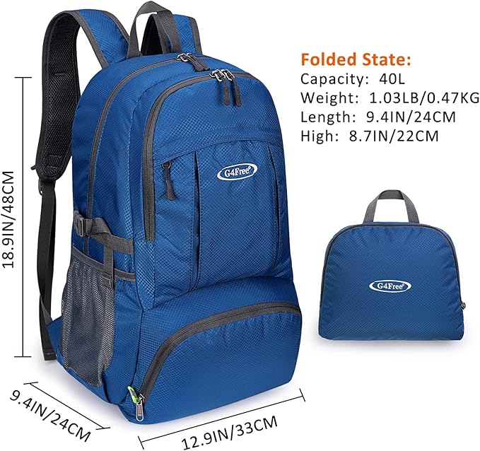 G4Free 40L Lightweight Packable Hiking Backpack, Waterproof Travel Daypack - Image 4