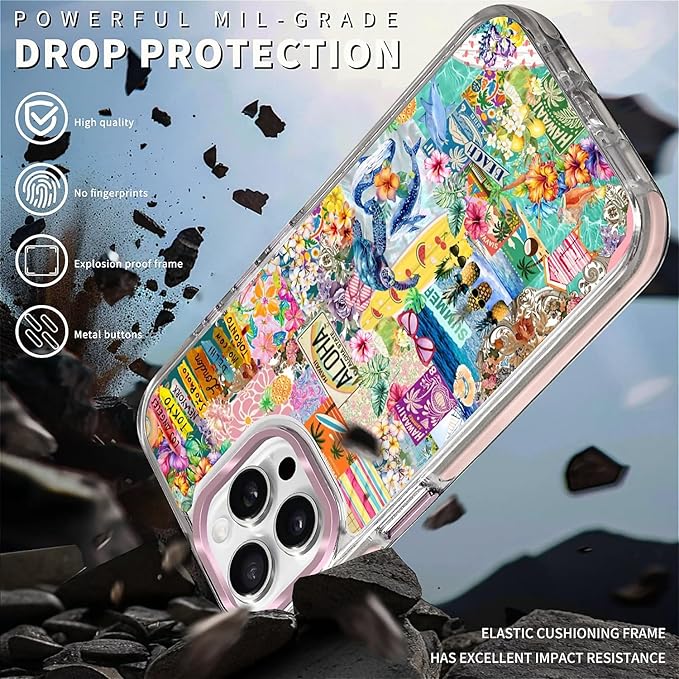 Case for iPhone 13 Pro Max, Hawaii Aloha Cover Coastal Beach Collage Phone Case - Image 5