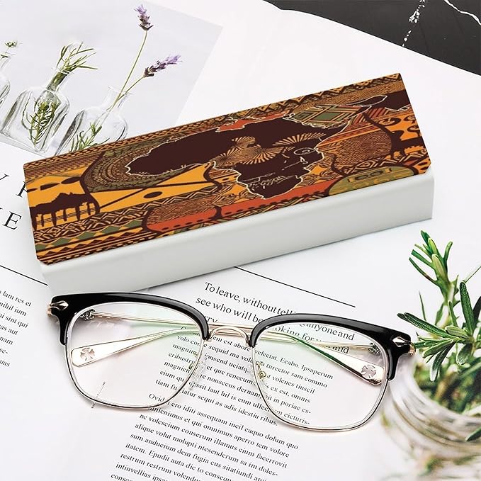 African Map Ethnic Pattern Eyeglass Case Spectacle Case Slim PU Leather - Image 6