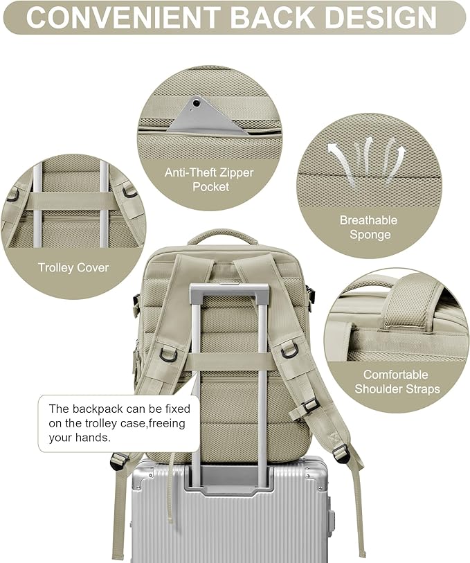 WONHOX Large Travel Backpack Carry on Flight Approved Laptop Work Business - Image 5