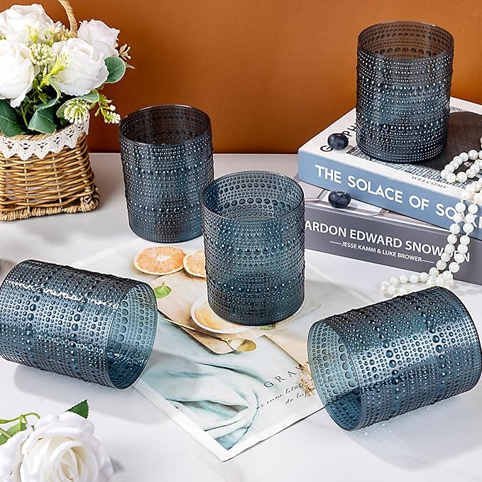 18PCS Hobnail Plastic Drinking Glasses - 14Oz Beaded Mixed Drinkware Sets - Image 5