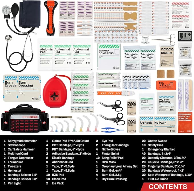 RHINO RESCUE First Responder First Aid Kit Fully-Stocked EMT Bag, Professional - Image 2