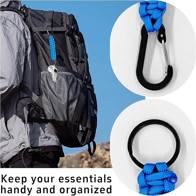 3PCS Paracord Keychain with Carabiner Clip, Braided Rope Key Chain Lanyard - Image 3