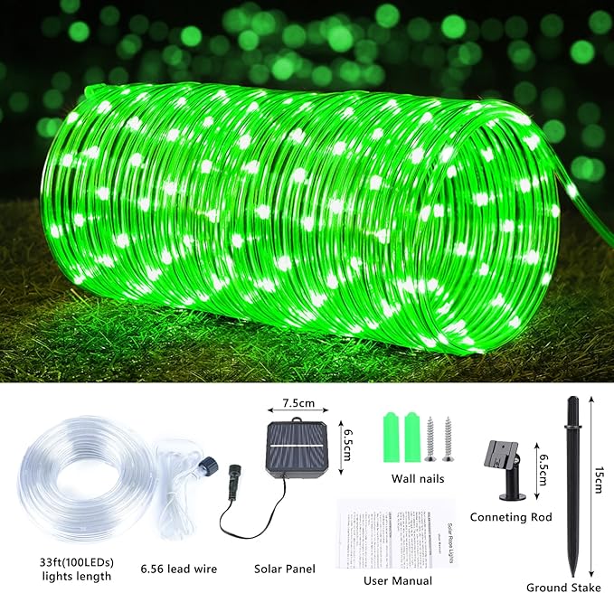 Solar Rope Lights, 2 Packs Total 66ft 200LEDSolar String Lights, 8 Modes - Image 3