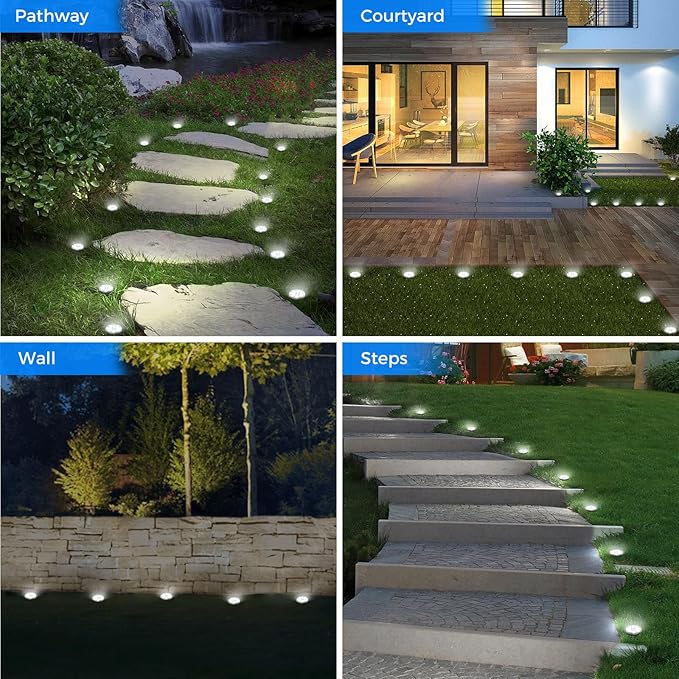 Peasur Mini Solar Ground Lights, 6 Pack Flat Solar Disc Lights Outdoor - Image 6