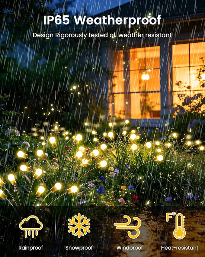 OZS 4 Pack Total 32 LED Solar Garden Lights Fairy Outdoor - Image 6