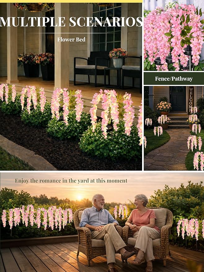 GIGALUMI Solar Lights Outdoor for Garden Decor, 2 Pack Solar Flower Lights - Image 6