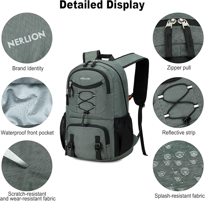 Nerlion Lightweight Foldable 35L Hiking Backpack Travel Backpack - Image 6