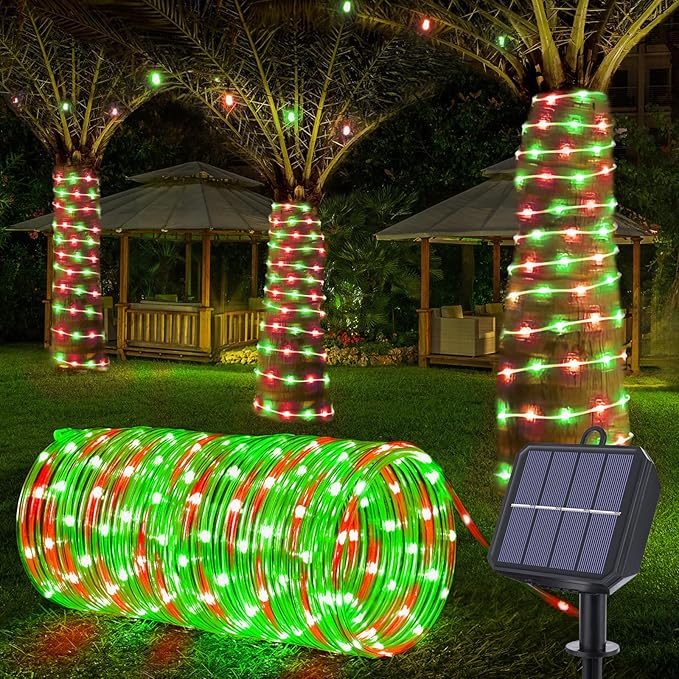 Solar Rope Lights, 33ft 100LED Solar String Lights, 8 Modes Waterproof Solar by Jnaurb