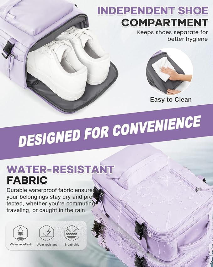 WONHOX Large Travel Backpack Carry on Flight Approved Laptop Work Business - Image 4