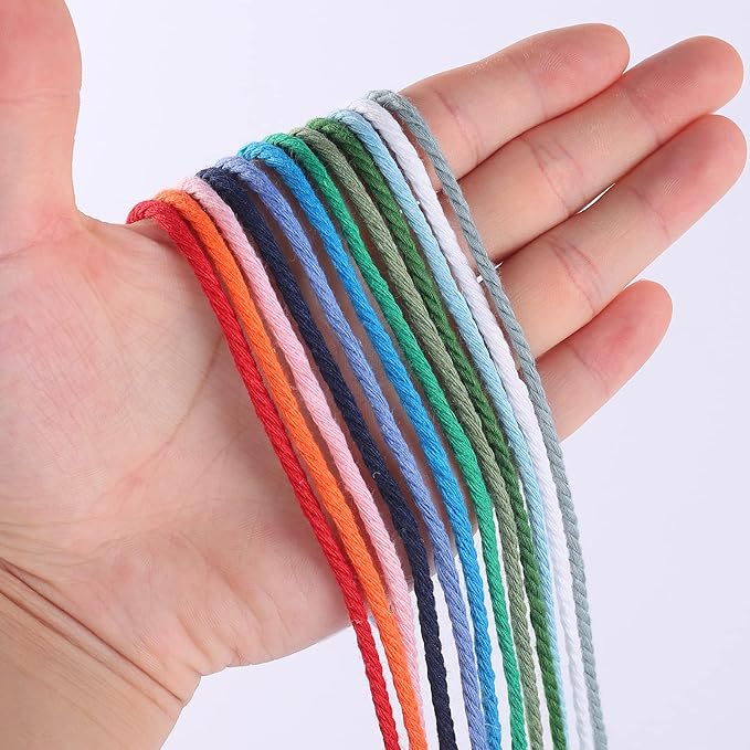 Lake Blue Macrame Cord 3mm x 109Yards, Colored Cotton Rope Craft Cord Colorful - Image 2