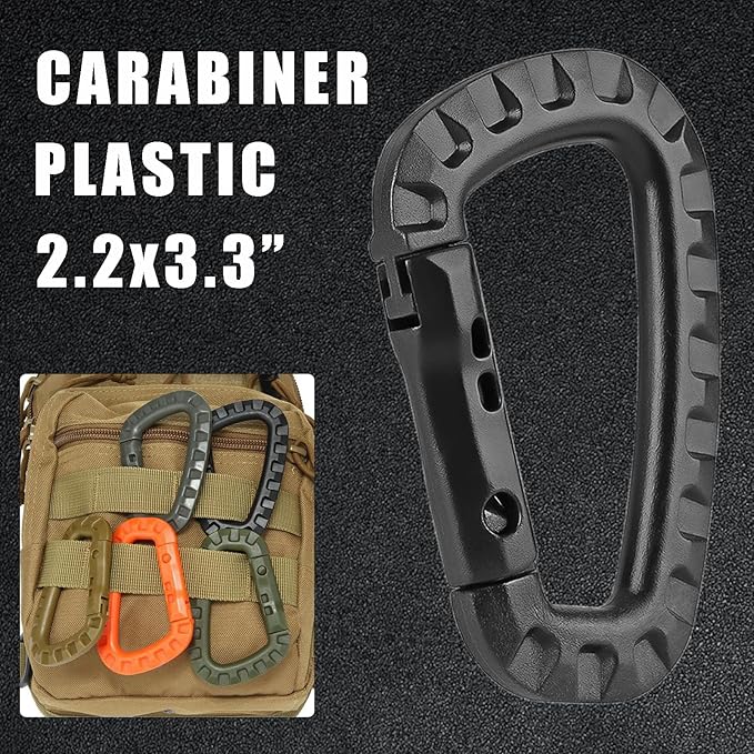 Tactical Gear Carabiner Keychain Clip Plastic D-Rings Large Key Chain Heavy - Image 4