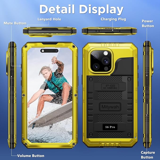 Mitywah Waterproof Case for iPhone 16 Pro, Shockproof Heavy Duty Case - Image 8