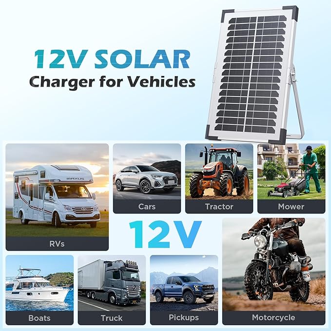 15W Solar Battery Maintainer, Low-Iron Tempered Glass Solar Panel - Image 8