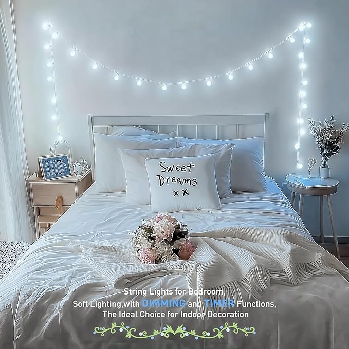 JMEXSUSS 100 LED White String Lights Indoor, Connectable Globe String Lights - Image 8