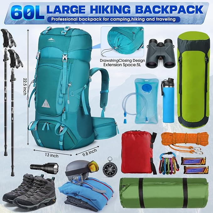 IGOLUMON 60L Hiking Backpack Waterproof Camping Backpack - Image 2