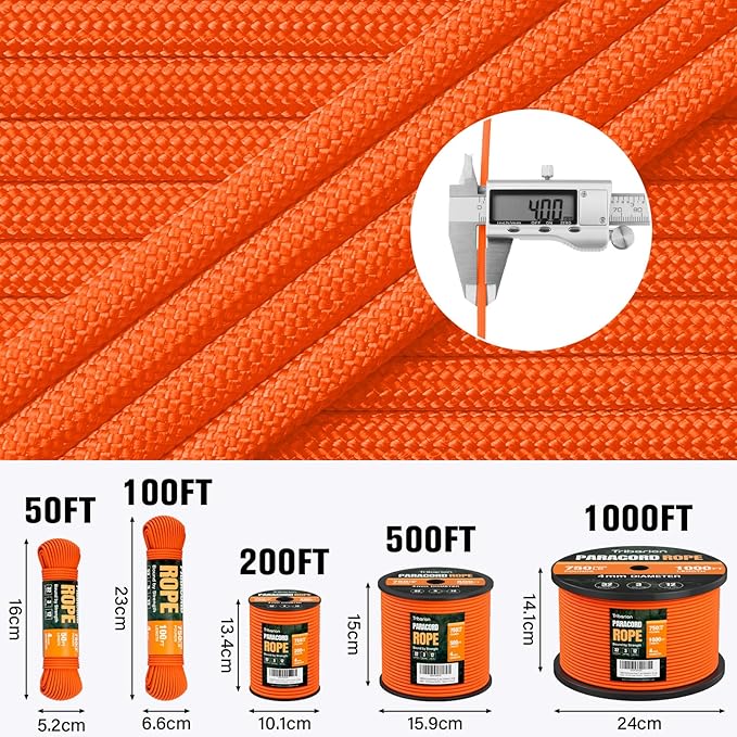 Paracord Rope 750 lb - 200ft 5/32" Parachute Cord 4MM 12-Strand para Cord - - Image 5