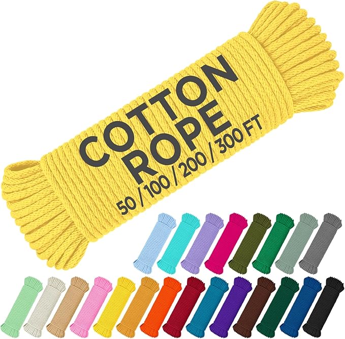 TECEUM Cotton Rope 3/16” – 50 FT – Strong All-Purpose Braided Rope – Natural by TECEUM
